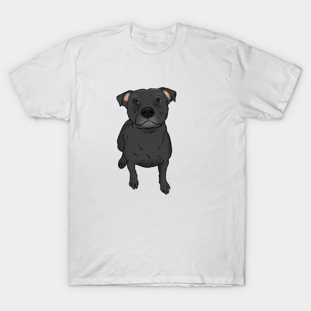 Black Pit Bull Drawing, Sitting Pittie T-Shirt by sockdogs